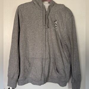 Disneyland Gray Full-Zip Hoodie Sweater with Mickey Graphic